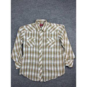 Vintage Chute #1 Western Shirt Men's Large Green Plaid Pearl Snap Cowboy